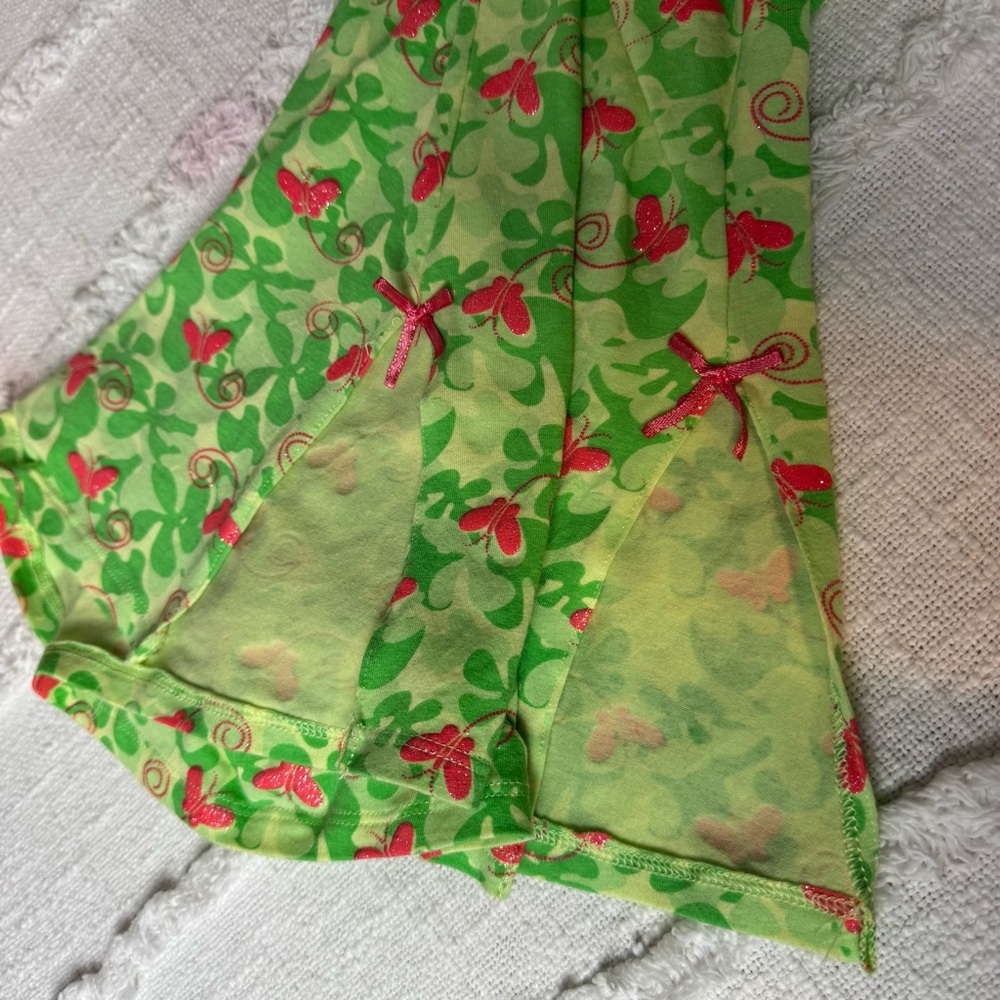 Y2K Popsi Lingerie Cami Green Pink Cami Nightgown Slip Butterflies Size Large - Picture 10 of 10